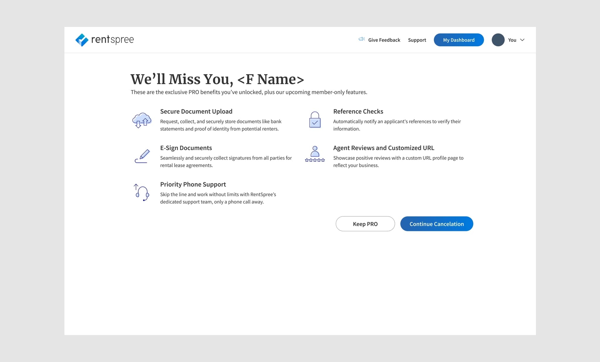 Launched screen explaining subscription benefits lost after cancellation